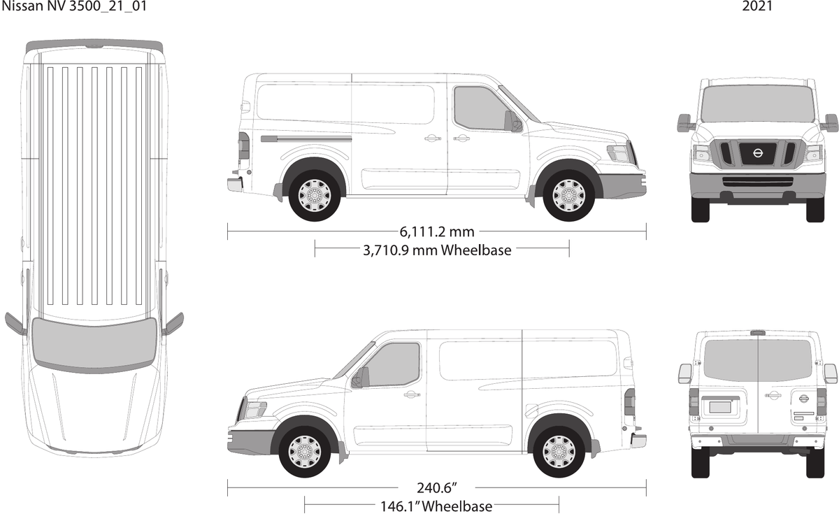 2021 Nissan NV Cargo 3500 vector wrap template V01, Design-Ready PDF - GravBase