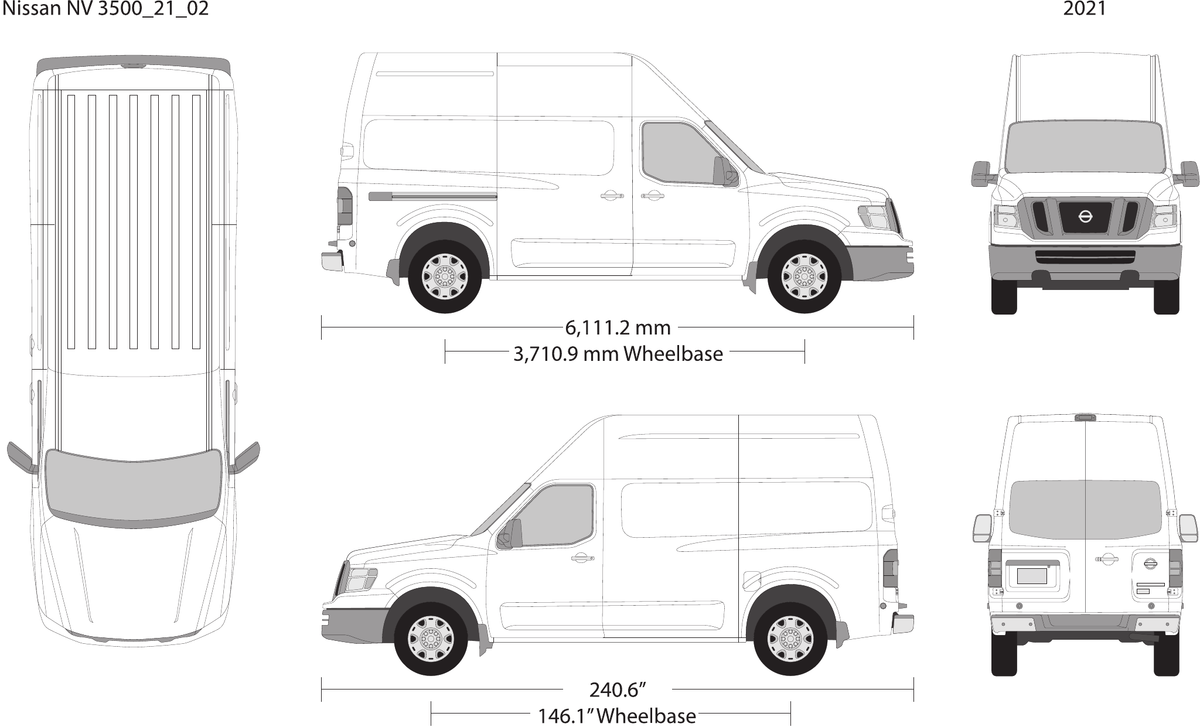 2021 Nissan NV Cargo 3500 vector wrap template V02, Design-Ready PDF - GravBase
