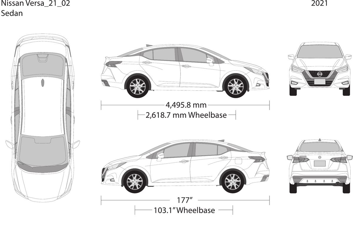 2021 Nissan Versa Sedan vector wrap template, Design-Ready PDF - GravBase