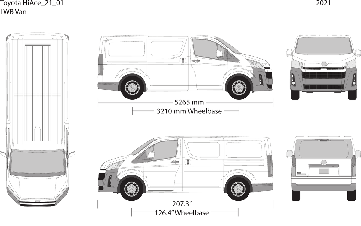 2021 Toyota Hiace vector wrap template V01, Design-Ready PDF - GravBase