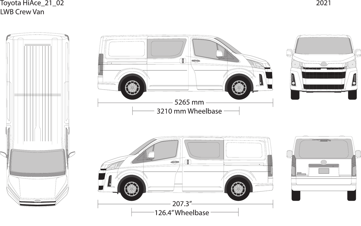 2021 Toyota Hiace vector wrap template V02, Design-Ready PDF - GravBase