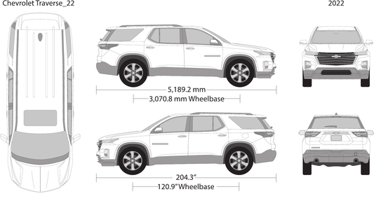 2022 Chevy Traverse vector wrap template, Design-Ready PDF - GravBase