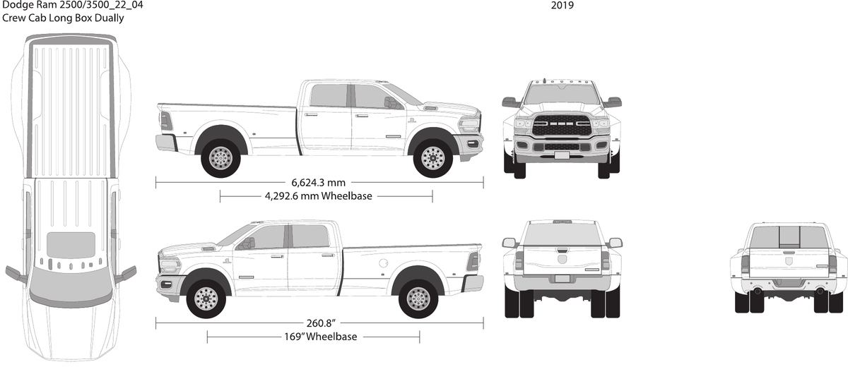 2022 Dodge Ram 2500_3500 vector wrap template V04, Design-Ready PDF - GravBase