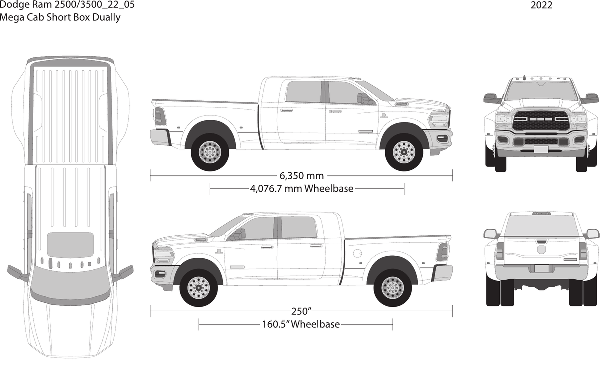 2022 Dodge Ram 2500_3500 vector wrap template V05, Design-Ready PDF - GravBase