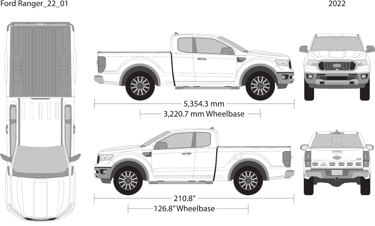 2022 Ford Ranger vector wrap template V01, Design-Ready PDF - GravBase