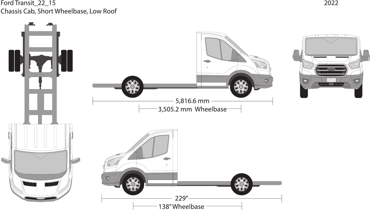 2022 Ford Transit Chassis vector wrap template V15, Design-Ready PDF - GravBase