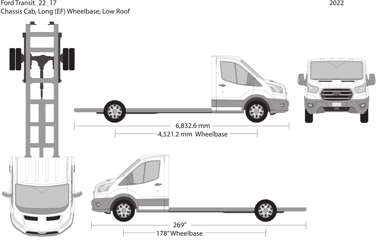 2022 Ford Transit Chassis vector wrap template V17, Design-Ready PDF - GravBase