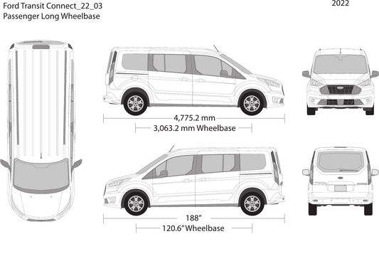 2022 Ford Transit Connect vector wrap template V03, Design-Ready PDF - GravBase