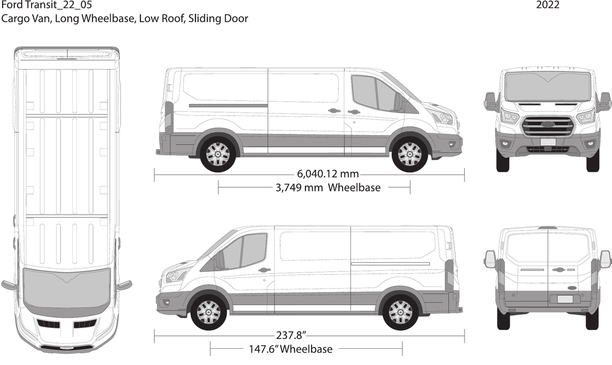 2022 Ford Transit Sliding Doors vector wrap template V05, Design-Ready PDF - GravBase