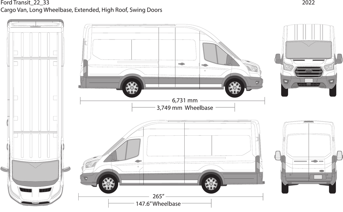 2022 Ford Transit Swing Doors vector wrap template V33, Design-Ready PDF - GravBase