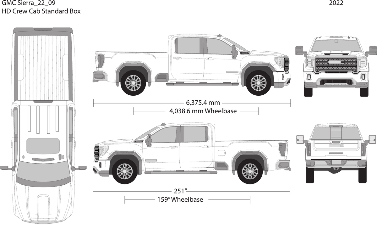 2022 GMC Sierra 2500-3500 HD vector wrap template V09, Design-Ready PDF - GravBase
