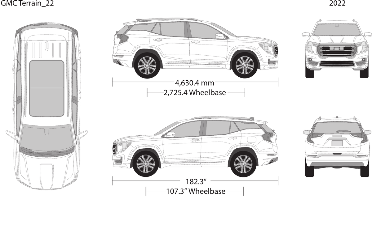 2022 GMC Terrain vector wrap template, Design-Ready PDF - GravBase