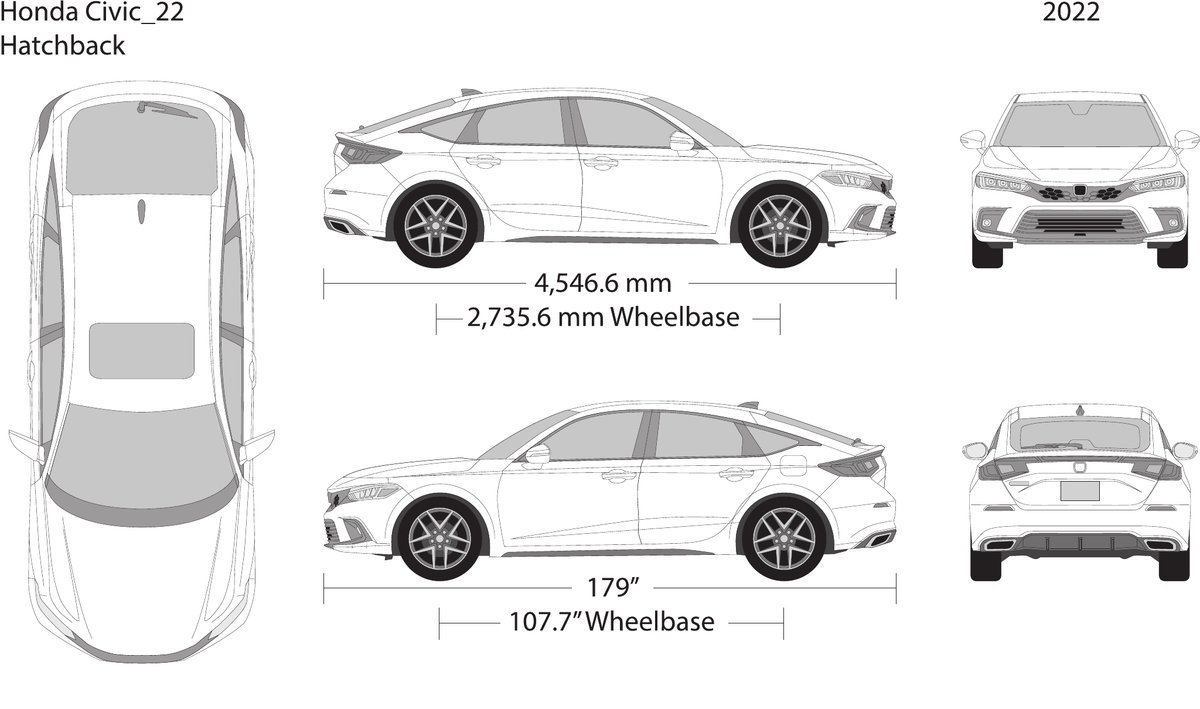 2022 Honda Civic Hatchback vector wrap template, Design-Ready PDF - GravBase