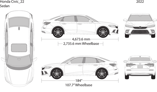 2022 Honda Civic Sedan vector wrap template, Design-Ready PDF - GravBase