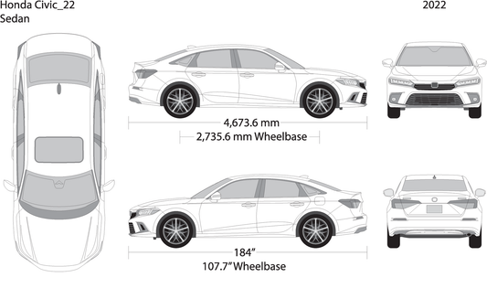 2022 Honda Civic Sedan V22 Vehicle Wrap Template