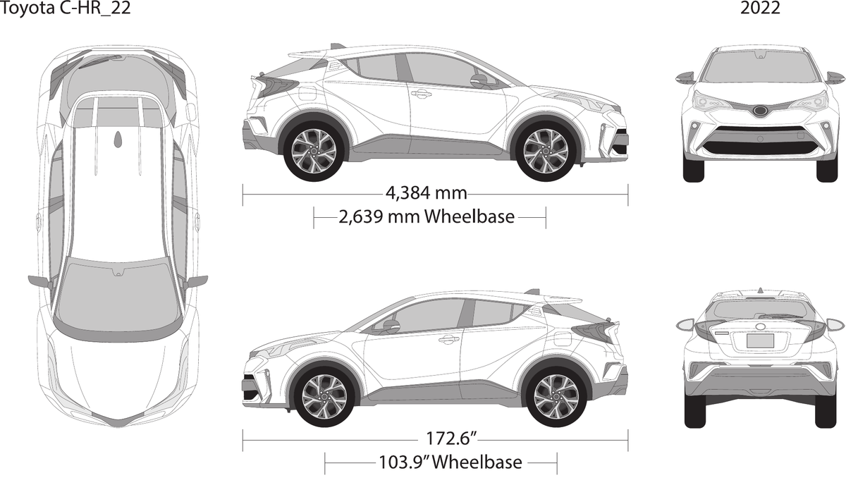2022 Toyota C-HR vector wrap template, Design-Ready PDF - GravBase