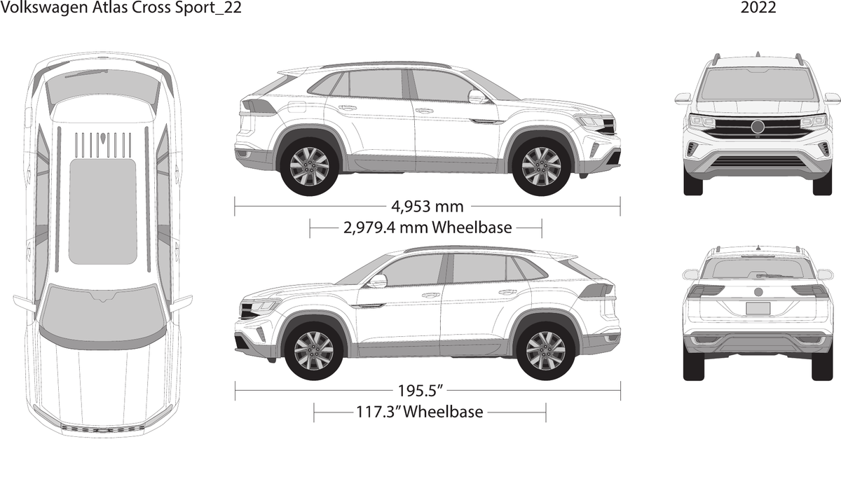 2022 Volkswagen Atlas Cross Sport vector wrap template, Design-Ready PDF - GravBase