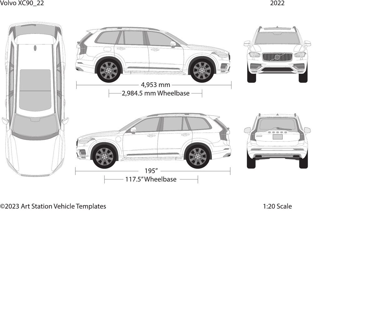 2022 Volvo XC90 Vector Wrap Template - GravBase
