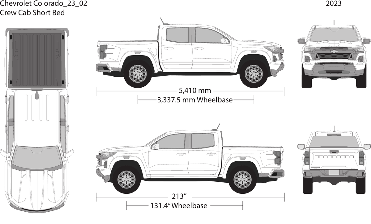 2023 Chevy Colorado vector wrap template, Design-Ready PDF - GravBase