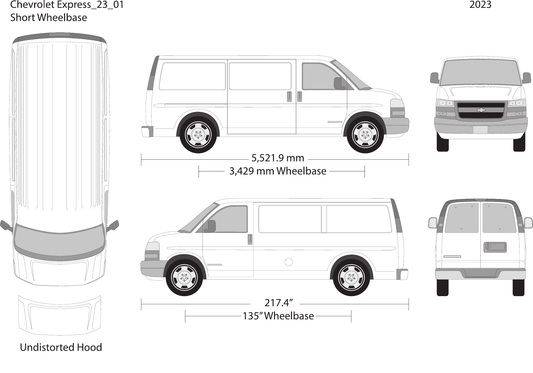 2023 Chevy Express vector wrap template V01, Design-Ready PDF - GravBase