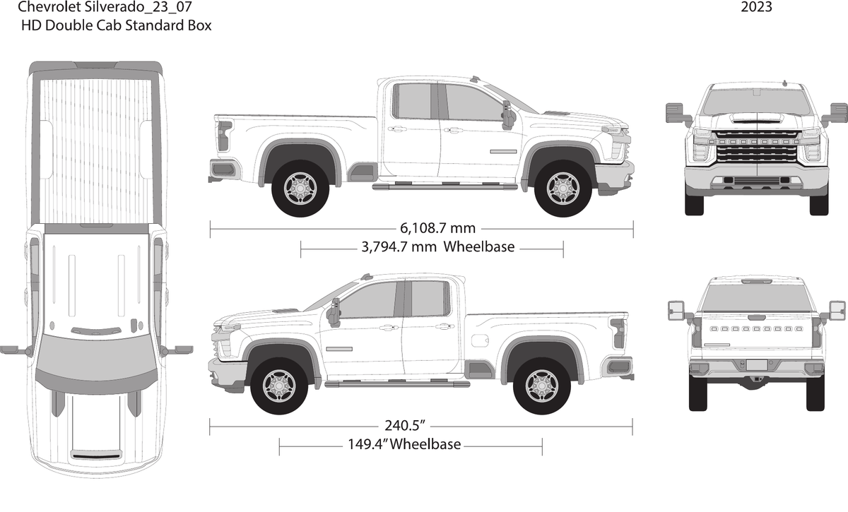 2023 Chevy Silverado 2500-3500 HD vector wrap template V07, Design-Ready PDF - GravBase
