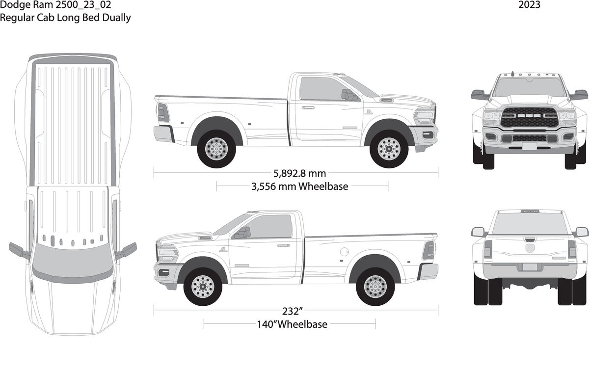 2023 Dodge Ram 2500 3500 V02 Vehicle Wrap Template