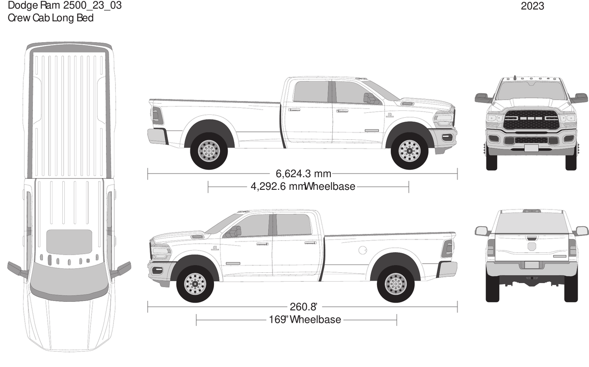2023 Dodge Ram 2500_3500 vector wrap template V03, Design-Ready PDF - GravBase