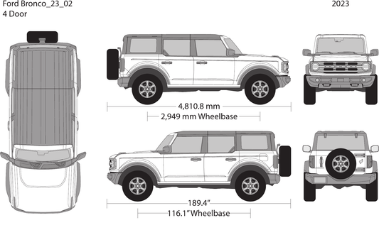 2023 Ford Bronco free vector vehicle wrap template - GravBase