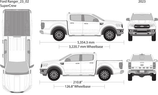 2023 Ford Ranger vector wrap template V02, Design-Ready PDF - GravBase