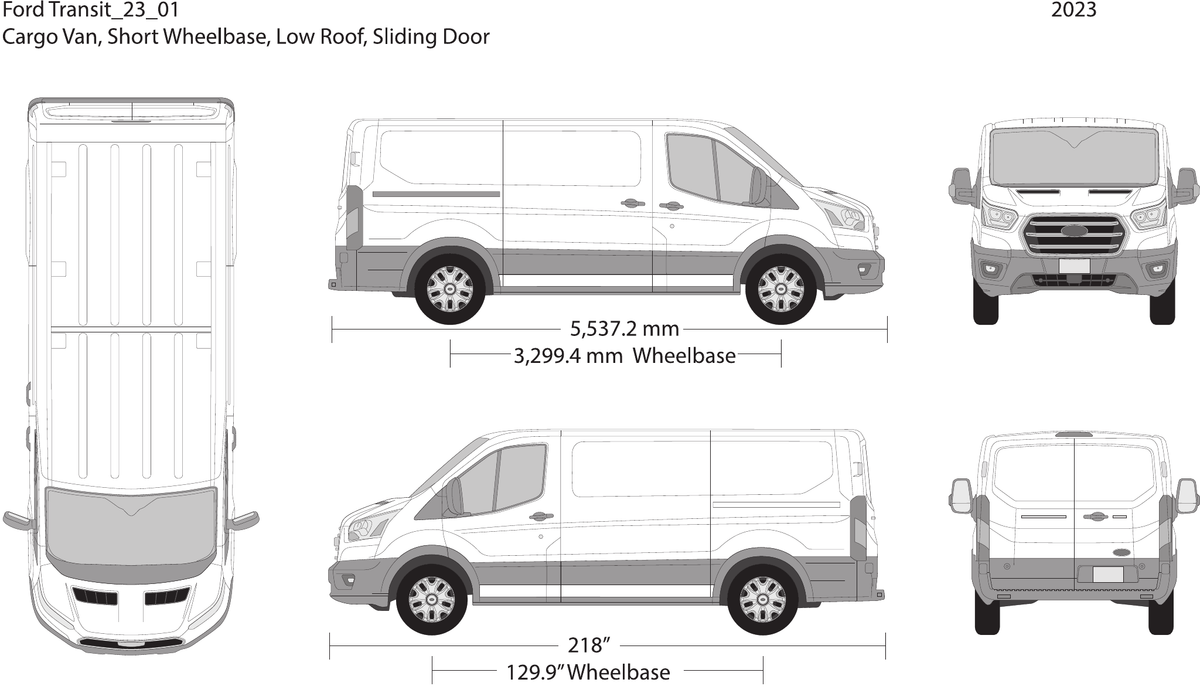 2023 Ford Transit Sliding Doors vector wrap template V01, Design-Ready PDF - GravBase