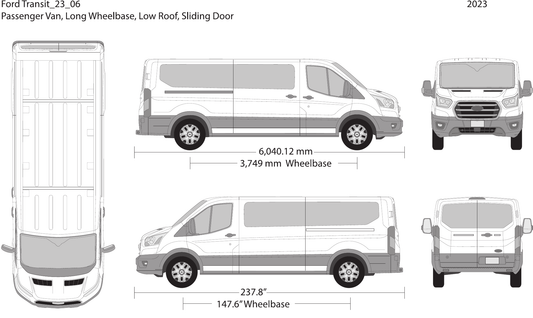 2023 Ford Transit Sliding Doors Vector Wrap Template - GravBase