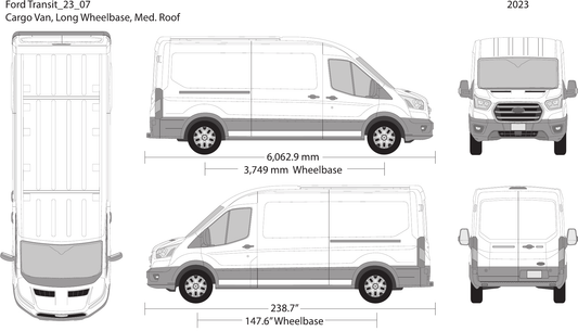 2023 Ford Transit Sliding Doors Vector Wrap Template - GravBase