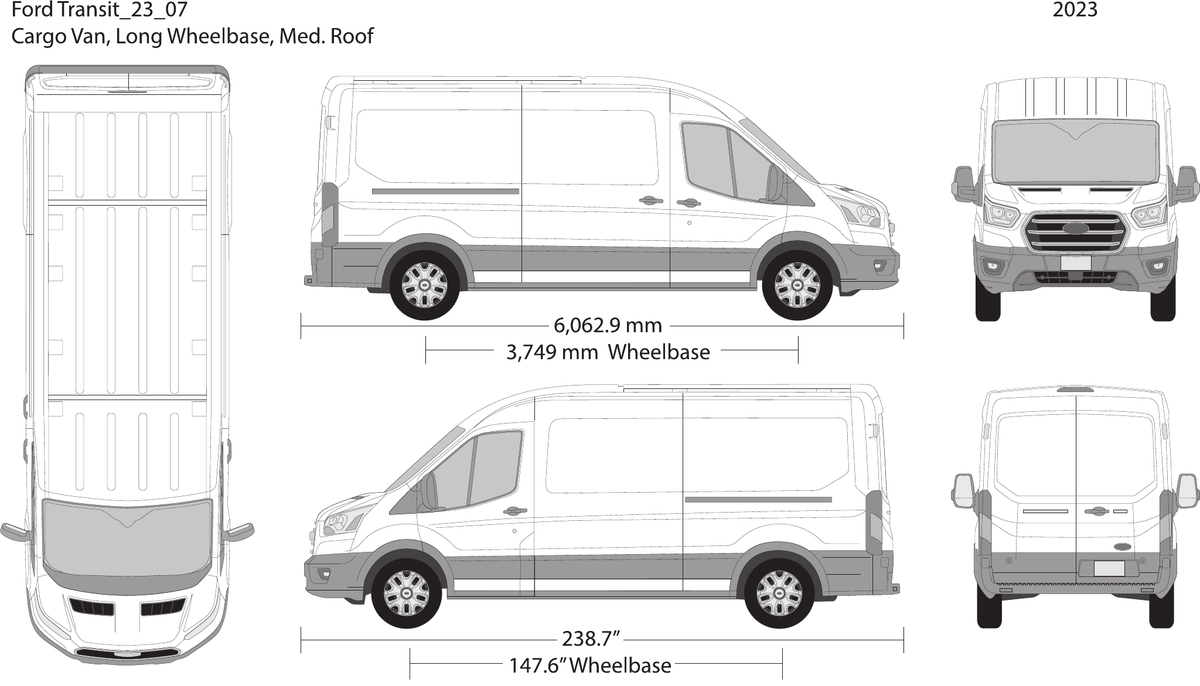 2023 Ford Transit Sliding Doors vector wrap template V07, Design-Ready PDF - GravBase