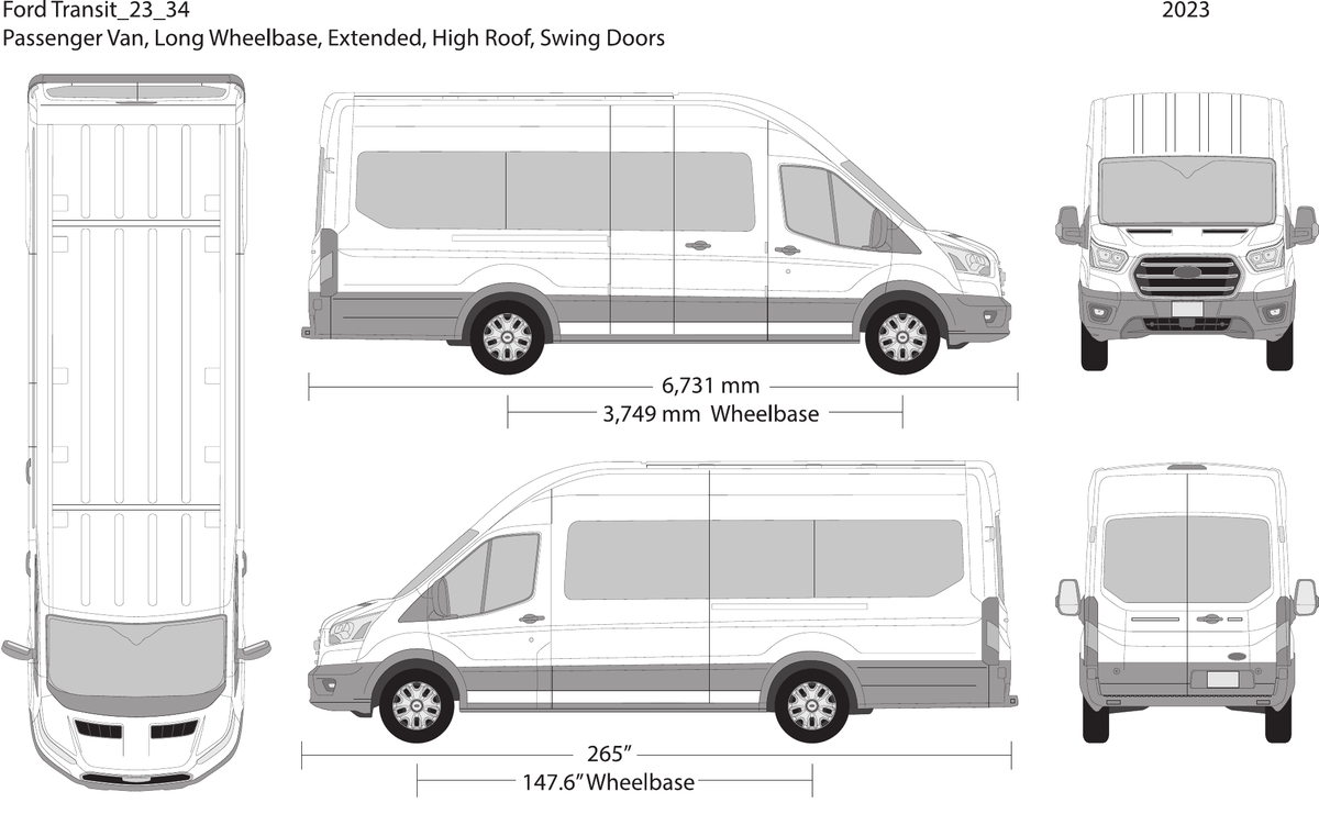 2023 Ford Transit Swing Doors vector wrap template, Design-Ready PDF - GravBase