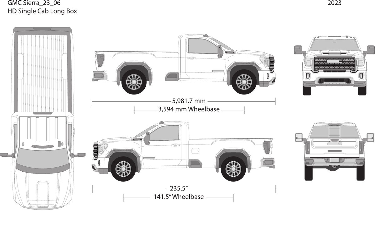 2023 GMC Sierra 2500-3500 HD vector wrap template V06, Design-Ready PDF - GravBase