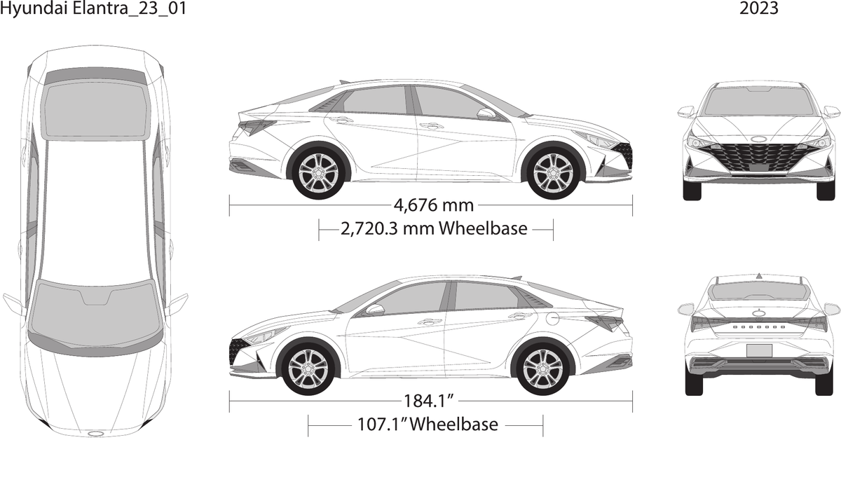 2023 Hyundai Elantra vector wrap template, Design-Ready PDF - GravBase