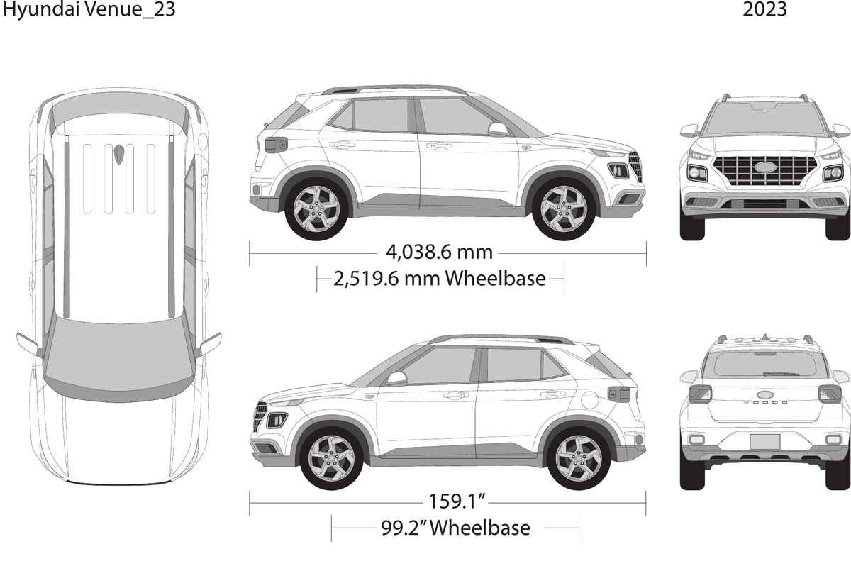 2023 Hyundai Venue vector wrap template, Design-Ready PDF - GravBase