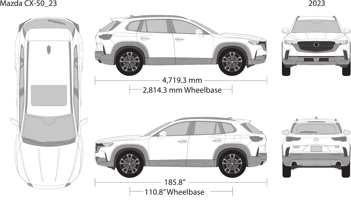 2023 Mazda CX-50 vector wrap template, Design-Ready PDF - GravBase