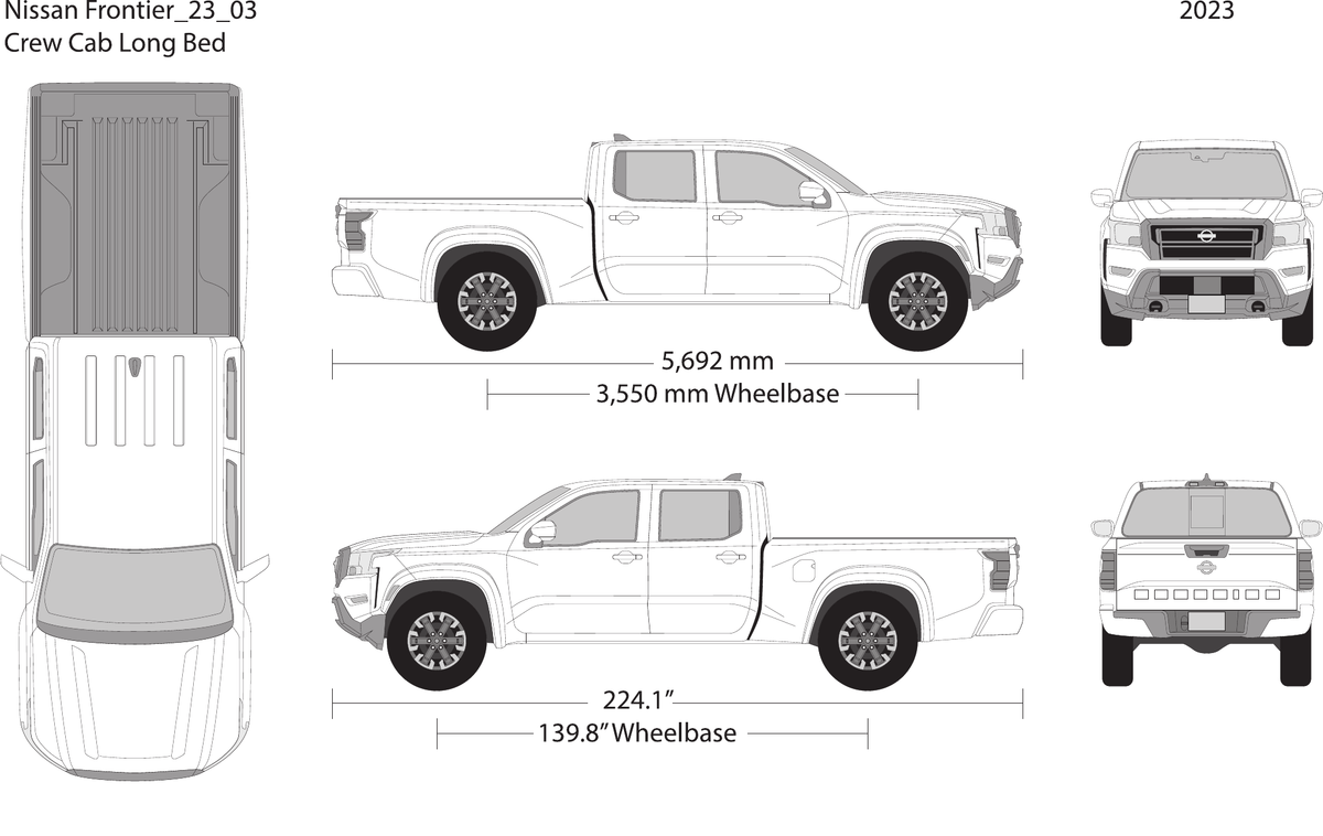 2023 Nissan Frontier vector wrap template V03, Design-Ready PDF - GravBase