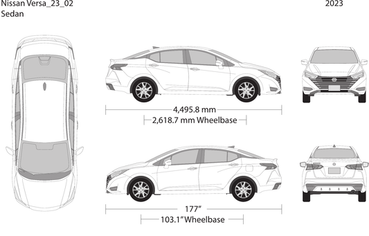 2023 Nissan Versa Sedan vector wrap template, Design-Ready PDF - GravBase