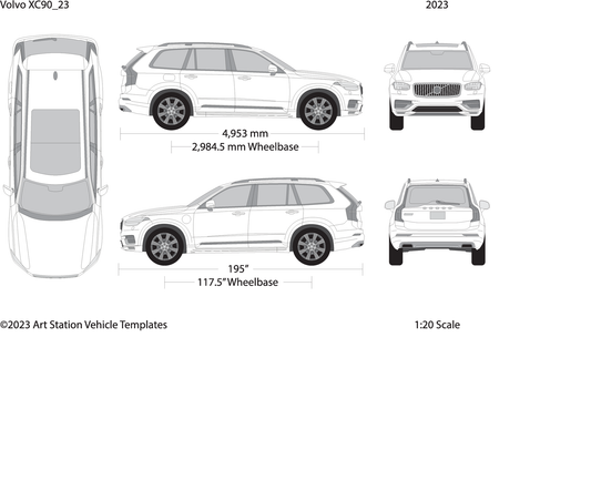 2023 Volvo Xc90 V23 Vehicle Wrap Template