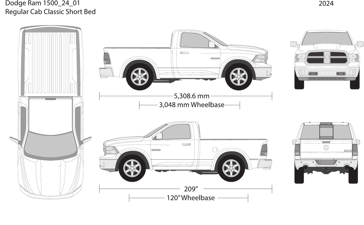 2024 Dodge Ram 1500 vector wrap template V01, Design-Ready PDF - GravBase
