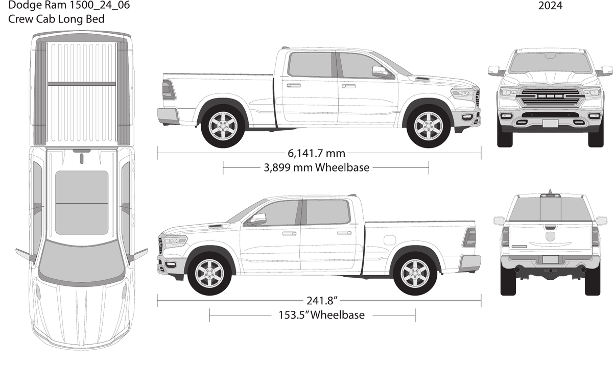 2024 Dodge Ram 1500 vector wrap template V06, Design-Ready PDF - GravBase