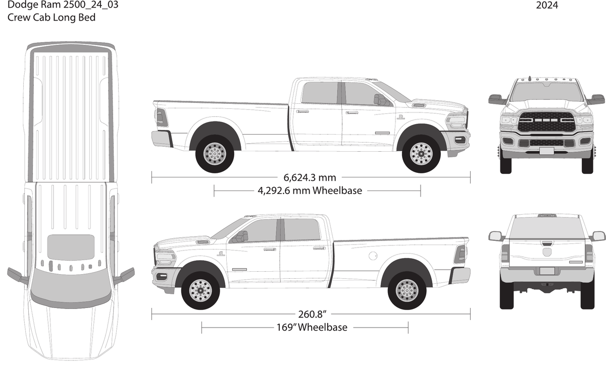2024 Dodge Ram 2500_3500 vector wrap template V03, Design-Ready PDF - GravBase