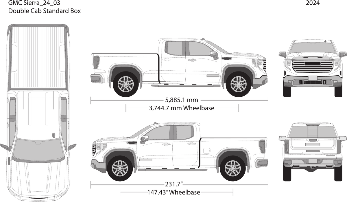 2024 GMC Sierra 1500 vector wrap template V03, Design-Ready PDF - GravBase