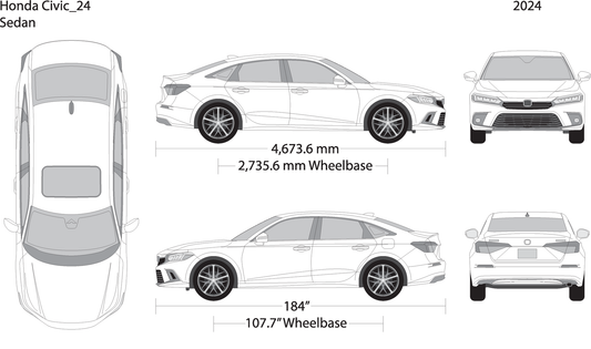 2024 Honda Civic Sedan V24 Vehicle Wrap Template