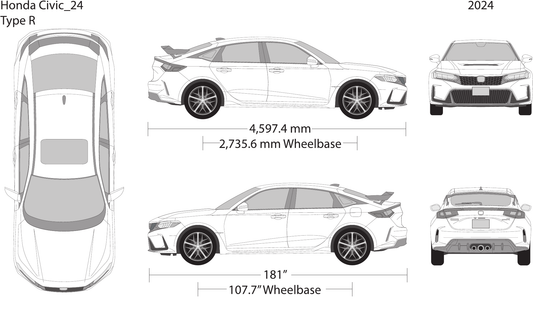 2024 Honda Civic Type R vector wrap template, Design-Ready PDF - GravBase
