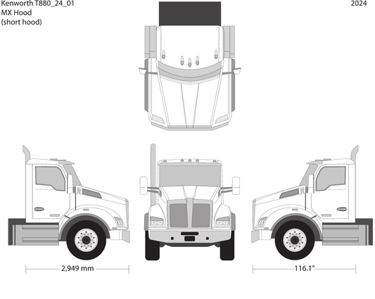 2024 Kenworth T880 vector wrap template V01, Design-Ready PDF - GravBase