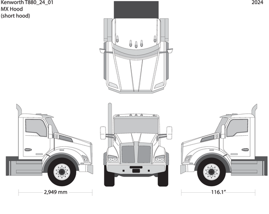 2024 Kenworth T880 V01 Vehicle Wrap Template