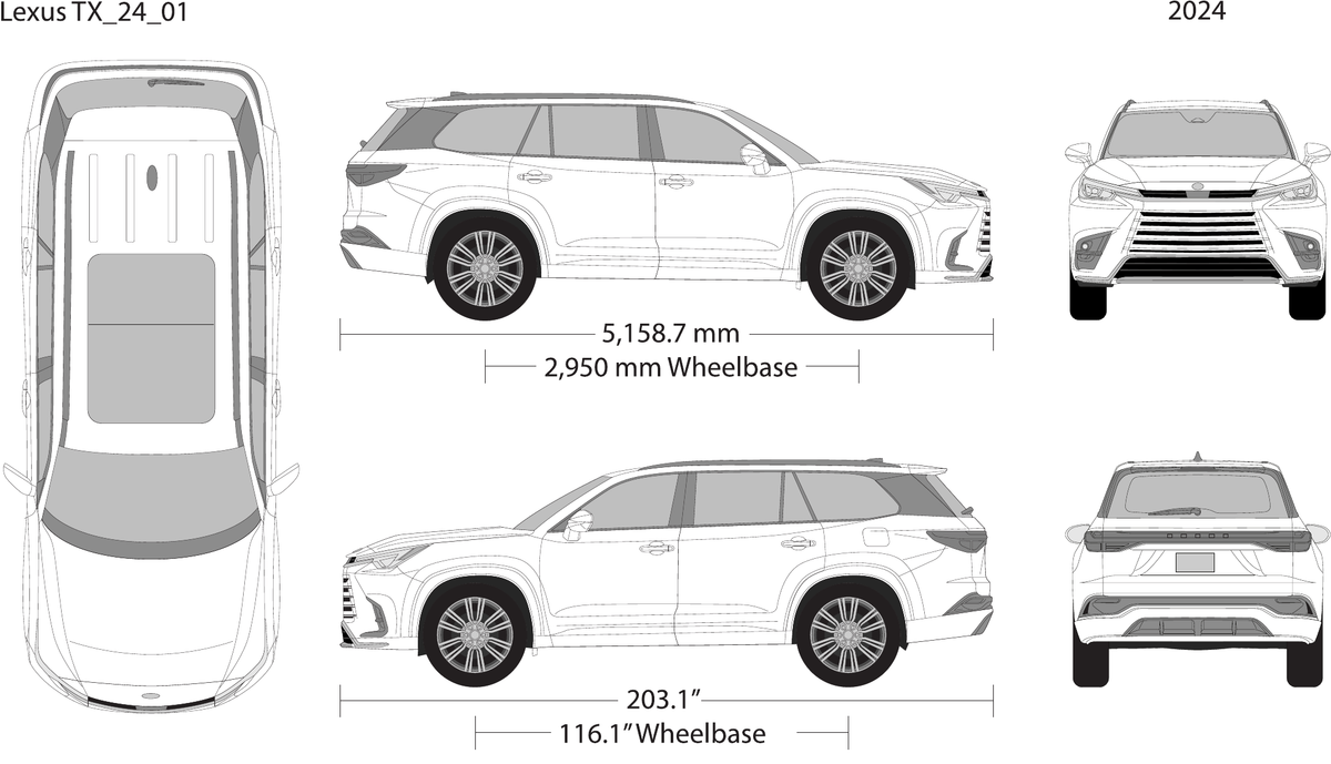 2024 Lexus TX vector wrap template, Design-Ready PDF - GravBase